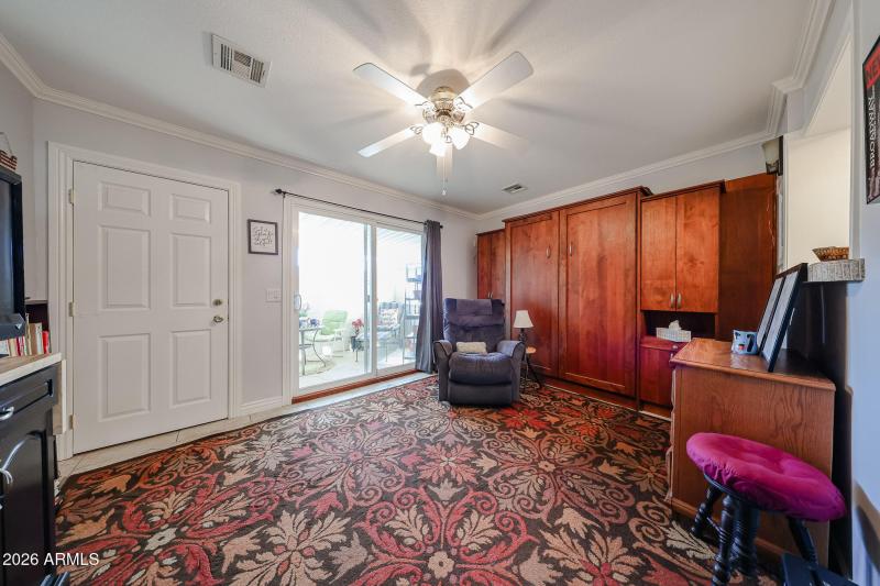 Bonus room opens to patio