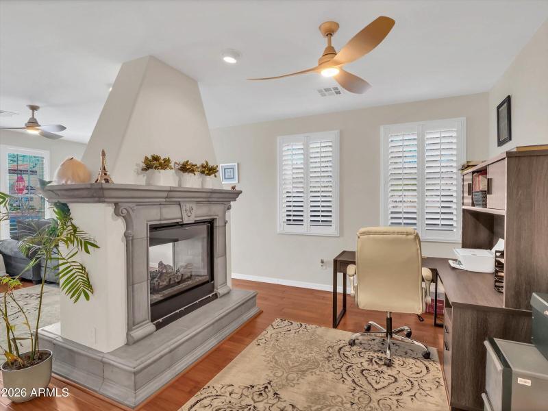 Fireplace between Flex Space