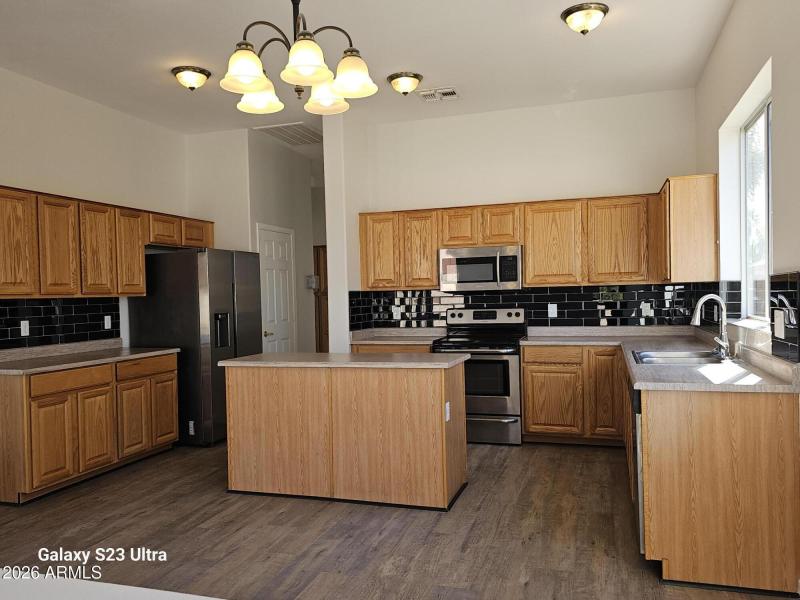new backsplash&flooring in open kitchen