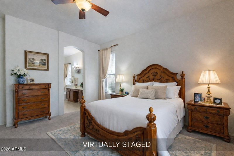 Virtually staged classic bedroom design