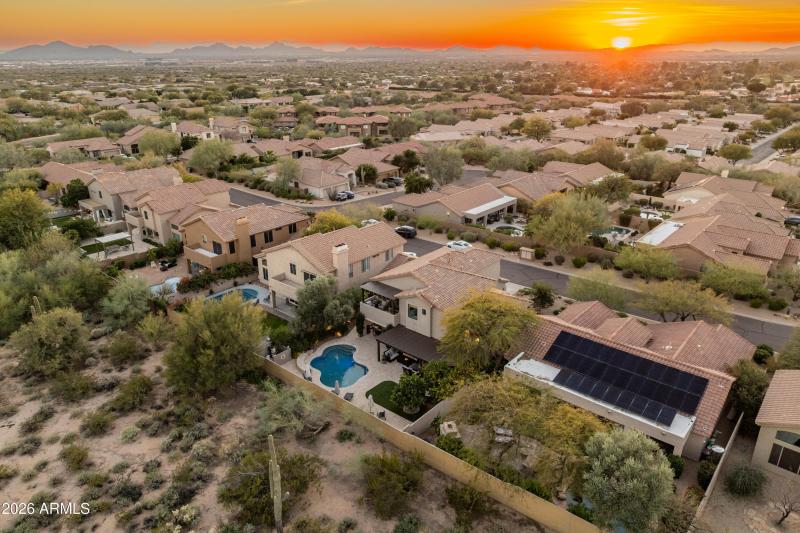 Sunset Aerial with No Rear Neighbors