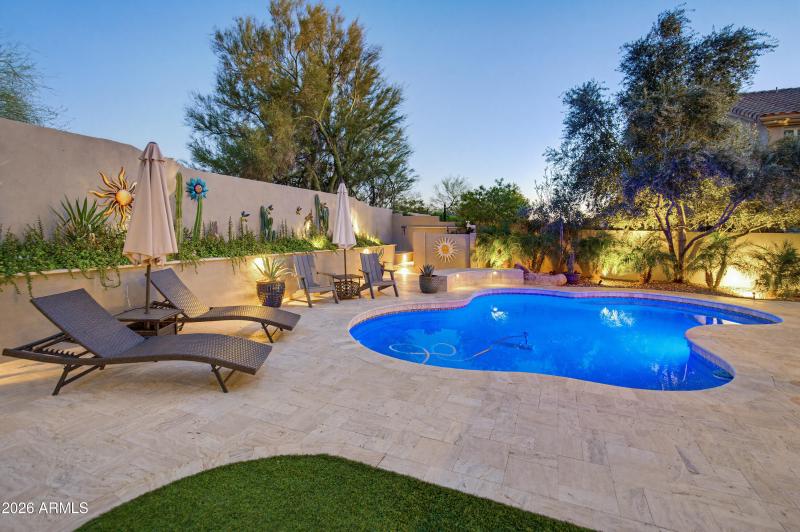 Evening Pool with Landscape Lighting