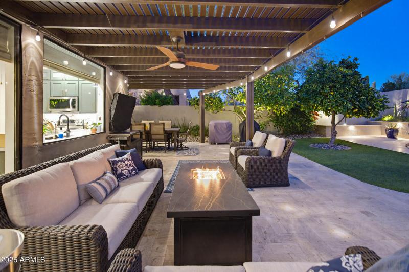 Attached Pergola with Lights & Misters