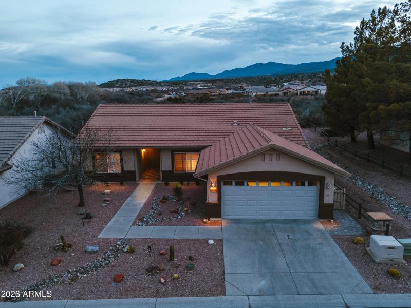 Front of Home - Night Glow - Drone Shot