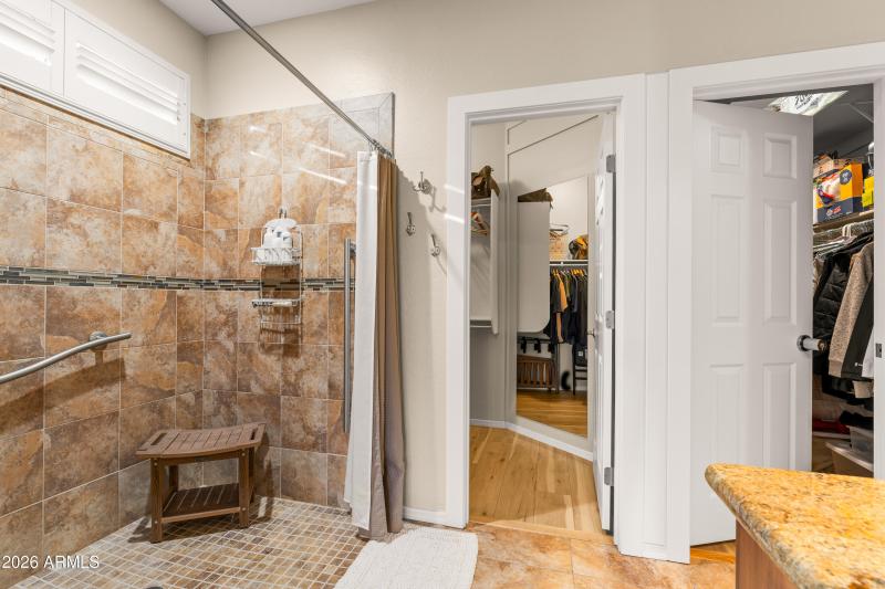 Walk-in Shower and Walk-in Closets