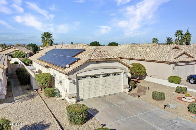 Aerial Solar Panels Side of Home