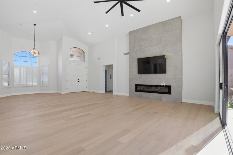 Large Format Tiled Fireplace/Media Wall