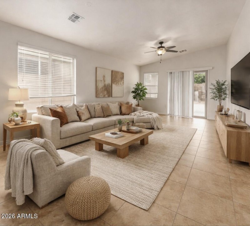 Virtually staged living room