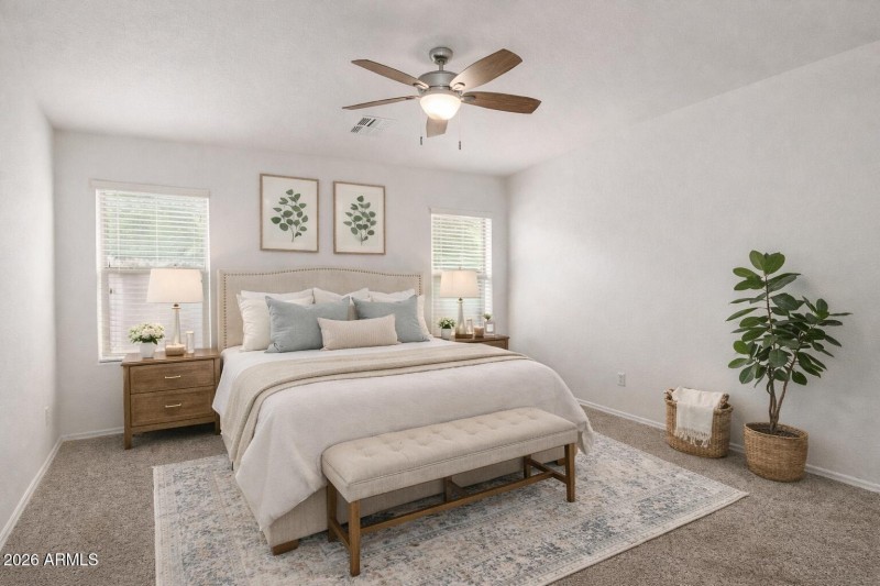 Virtually staged bedroom