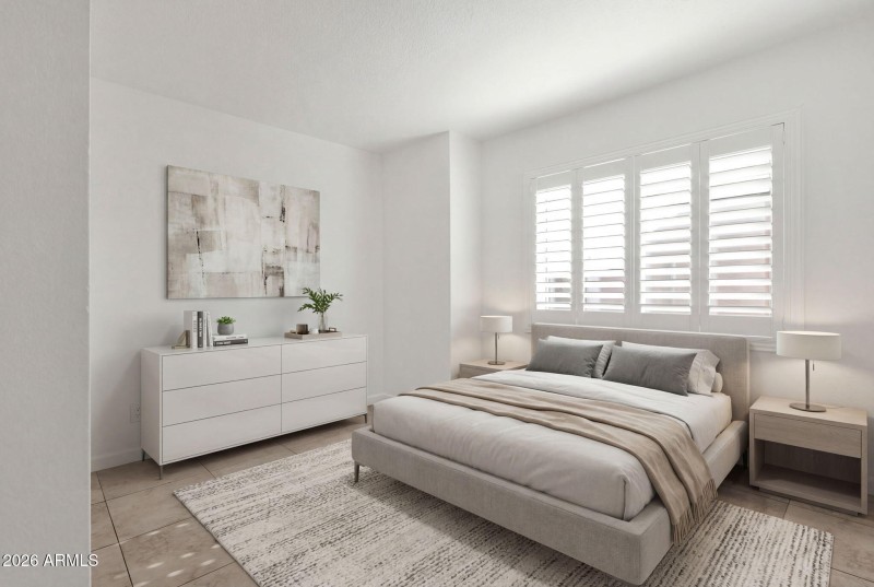 staged master bedroom