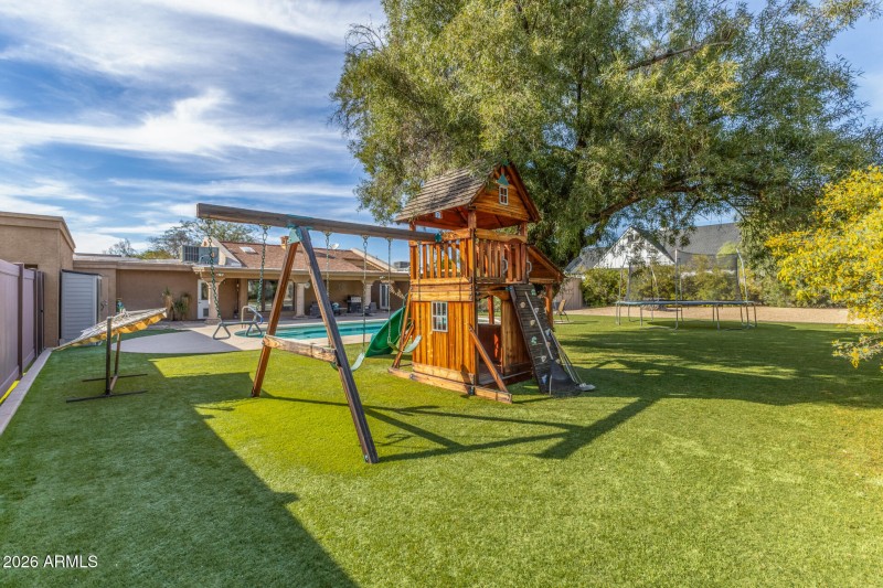 Main house backyard with fort