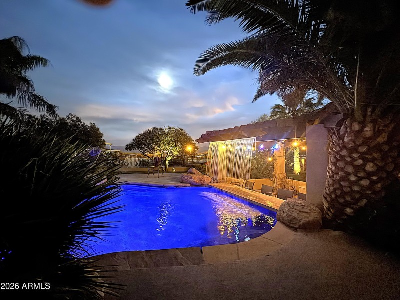 Evening pool side bar