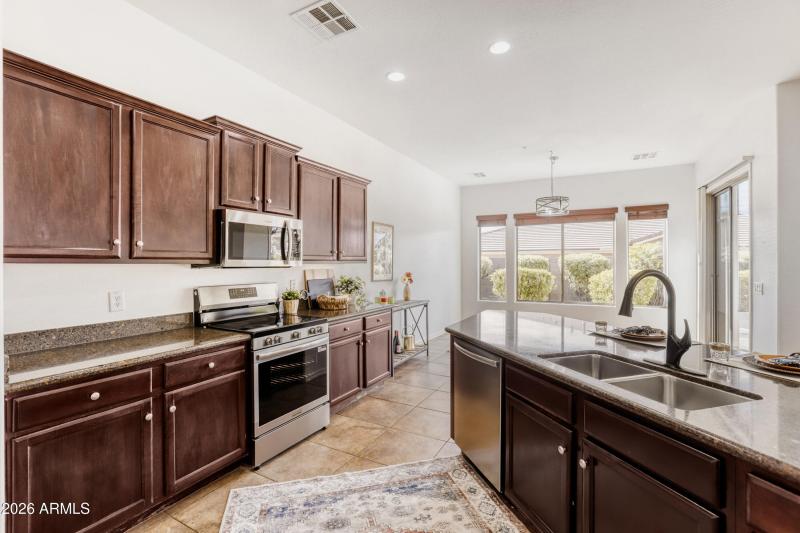 Kitchen with Backyard Views