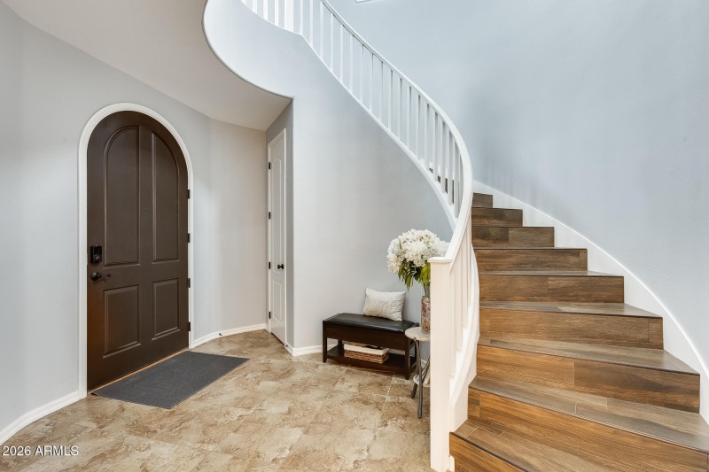 Entryway to spiral stairs