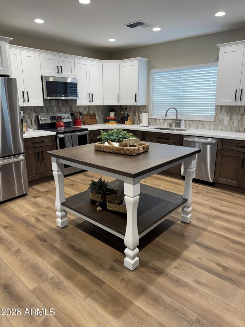 Kitchen with Island Installation and dec