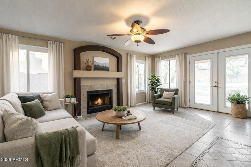Cozy living room by the fireplace