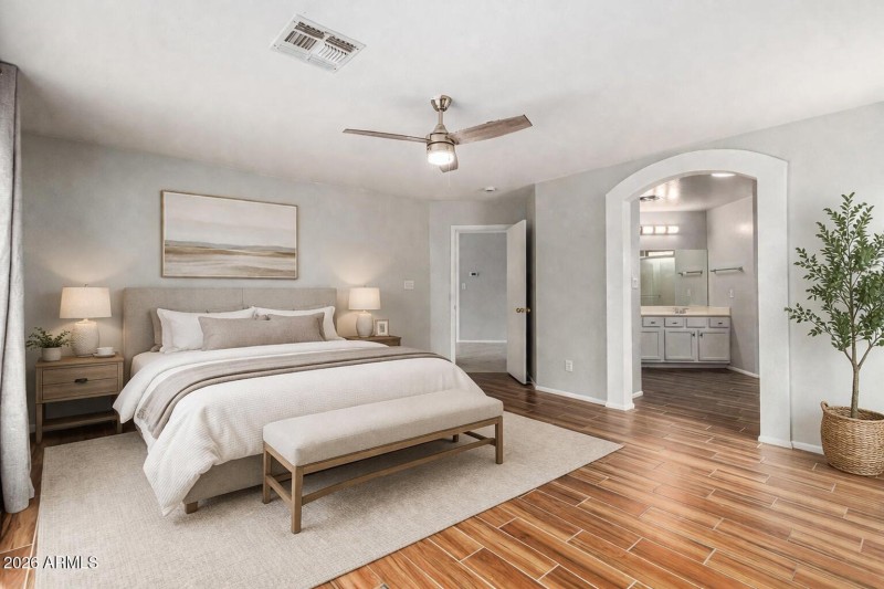 Salter staged primary bedroom