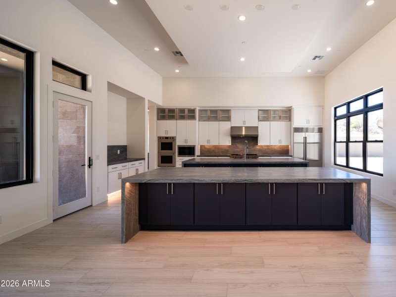 Kitchen W Waterfall Island