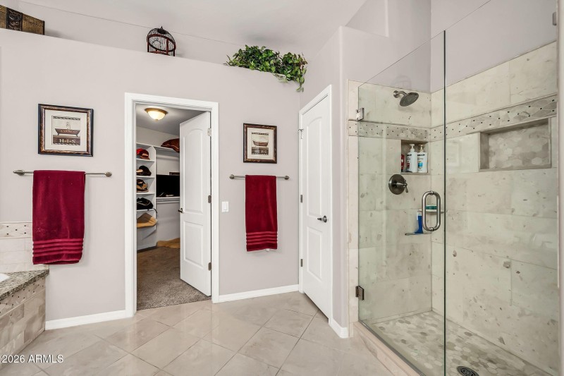 Glass Enclosed Primary Shower Area