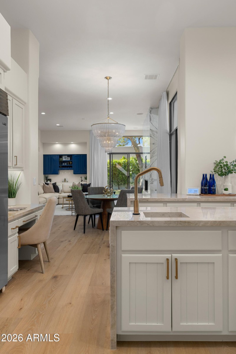 kitchen and family room